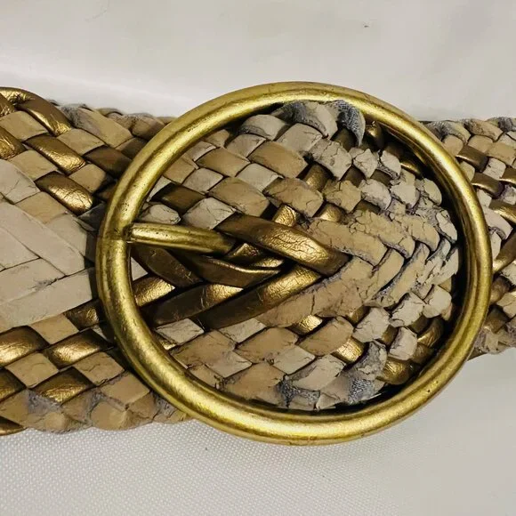 Braided Belt-Women's Size Small-2 1/2" wide-Bronze/Tan mix-Casual-Lightweight - Picture 9 of 13